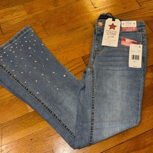 💥💥NWT Imperial star pull on flare, high-rise jeans, girls size 7 Color tracee